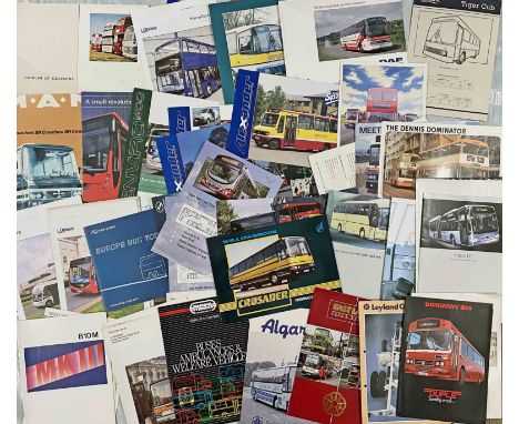 Large quantity of mainly 1970s-90s bus & coach MANUFACTURERS' BROCHURES, PAMPHLETS & SPECIFICATION SHEETS. Names include Leyl