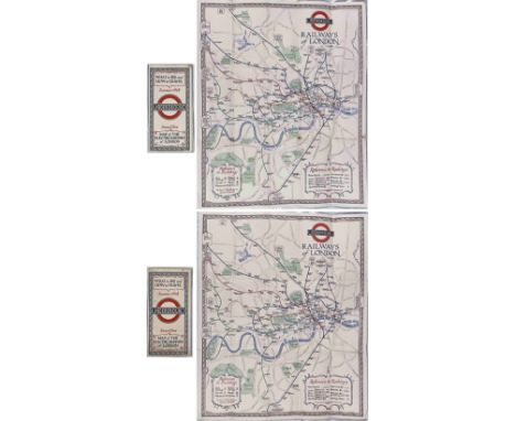 Pair of 1928 London Underground POCKET MAPS of the Electric Railways of London "What to see and how to travel". Both are the 