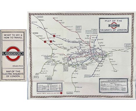 1923 London Underground MAP of the Electric Railways of London "What to see & how to travel". Designed by MacDonald Gill with