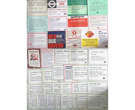 Large selection (40) of mainly 1960s London Transport PANEL POSTERS including 'It is dangerous to get on & off a bus...", "Pl
