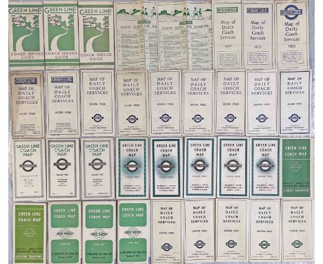 Good quantity (35) of the first Green Line Coaches POCKET MAPS/GUIDES from 1931 to the 1946 post-war reinstatement issues. In