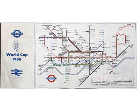 1966 football World Cup special edition of the London Underground POCKET MAP, the Paul Garbutt version of the diagram. Featur