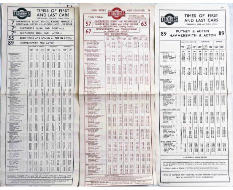 Selection (3) of 1920s/30s London United Tramways tram stop PANEL TIMETABLES comprising routes 7, 7A, 7C, 55 & 89 dated Febru