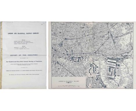 1923 DIRECTORS' REPORT, ACCOUNTS & MAP of the London and Blackwall Railway Company. Operational since 1840, the company was c