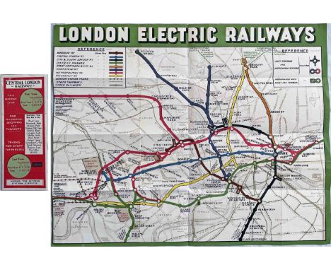 c1908 Central London Railway POCKET MAP. Although the cover and reverse side are purely CLR (including the CLR's own line map