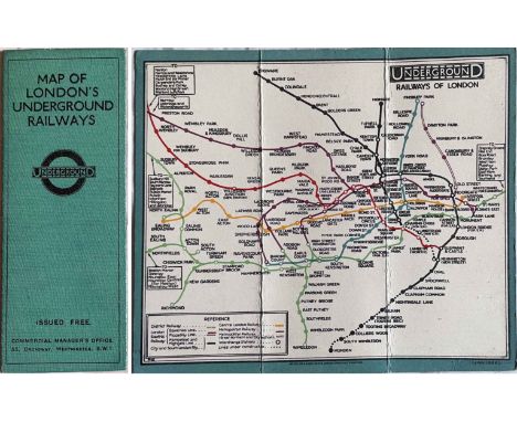 1927 London Underground linen-card POCKET MAP from the Stingemore-designed series of 1925-32. This is the January 1926 issue,