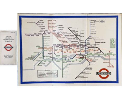 1933 first edition of the H.C. Beck London Underground diagrammatic, card POCKET MAP with the famous cover slogan "A new desi