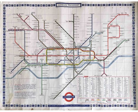 1969 (March) London Underground quad-royal POSTER MAP designed by Paul Garbutt with date code 4/69. Shows the Victoria Line s