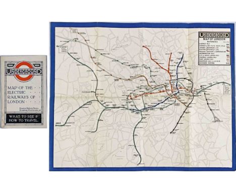 1919 London Underground MAP OF THE ELECTRIC RAILWAYS OF LONDON 'What to See & How to Travel' with print-code 395-500M-2-10-19