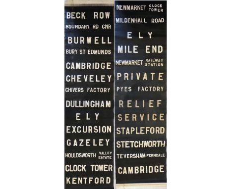 Cambridge area bus DESTINATION BLIND, possibly Eastern Counties. Includes panels for the Chivers and Pye factories. A complet