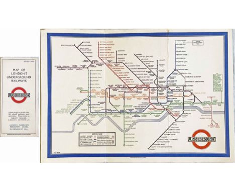 1933 first edition of the H C Beck London Underground POCKET DIAGRAMMATIC CARD MAP with the famous cover slogan "A new design