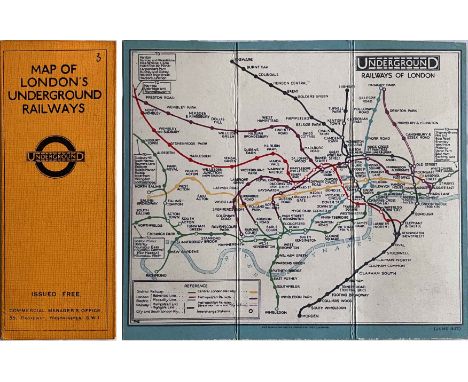 1927 London Underground linen-card POCKET MAP from the Stingemore-designed series of 1925-32. This is the June 1927 issue, wi