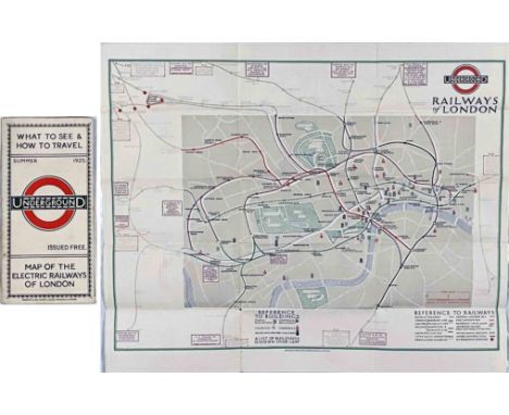 1925 London Underground MAP of the Electric Railways of London "What to see and how to travel", Summer 1925 edition. Shows th