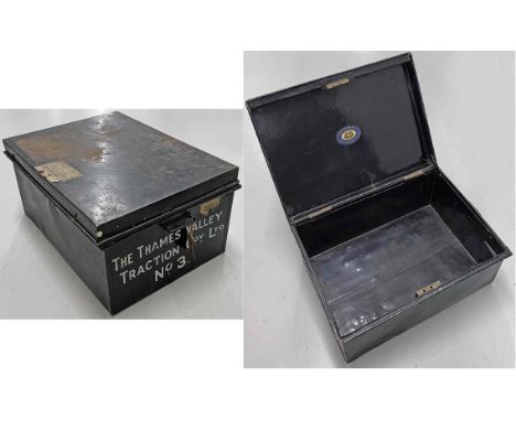 Thames Valley Traction Co Ltd tin DEED BOX (TRUNK), estimated c1930s and would have been used for transporting and storing va