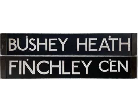 London Underground 38-Tube Stock enamel CAB DESTINATION PLATE for Bushey Heath / Finchley Cen on the Northern Line. Bushey He