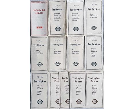 Selection (13) of 1930s LUT/London Transport tram-to-trolleybus conversion LEAFLETS comprising the first example from 1931 (L