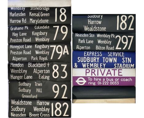 1980 London Transport DESTINATION BLIND for a Metrobus at Alperton (ON) garage coded 'KM' for the front intermediate/number b