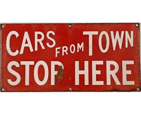 Edinburgh Corporation Tramways enamel STOP FLAG 'Cars from Town stop here'. From the city's first-generation tram system whic