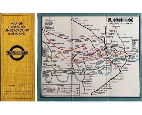 c1928/9 London Underground linen-card POCKET MAP from the Stingemore-designed series of 1925-32. This is one of the two first