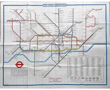 1974 (with over-printed date 'June 1973') London Underground quad-royal POSTER MAP designed by Paul Garbutt. Shows both the P