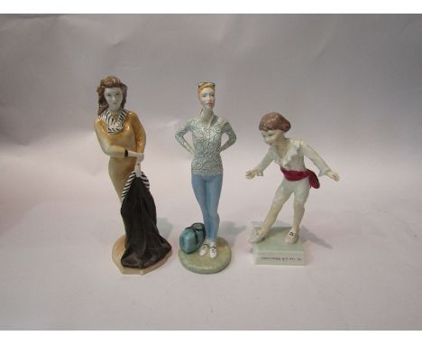 Three Royal Worcester figures, Weekend girl, Masquerade boy 3359 and Mayfair Girl (3)