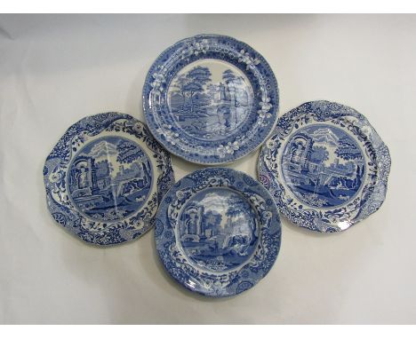 Two Spode blue and white transfer ware plates in "Tower" pattern together with four Spode Blue Italian pattern plates (6)