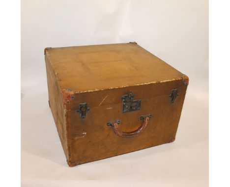 EARLY LOUIS VUITTON TRUNK an early 20thc square canvas and wooden travelling trunk, with leather and metal stud corners. With