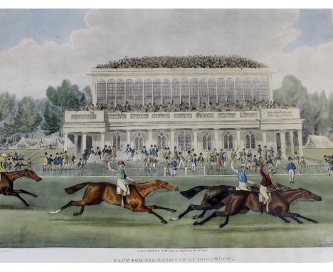 JAMES POLLARD RACE FOR THE GOLD CUP AT GOODWOOD Aquatint and etching with hand colouring, a later reprint, originally publish