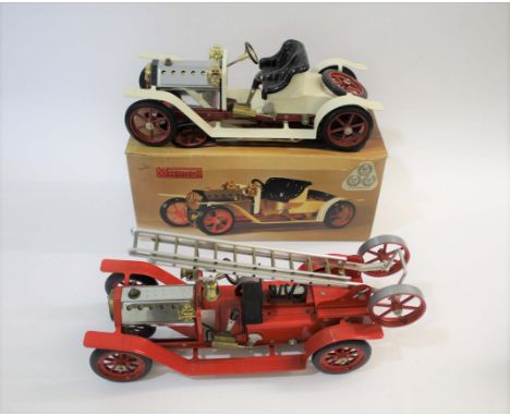 MAMOD BOXED STEAM ROADSTER &amp; FIRE ENGINE a boxed Mamod Steam Roadster Car, possibly unused and with accessories. Also wit
