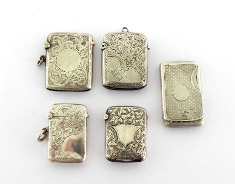 A Victorian silver swivel-action engine-turned vesta case by L. Spiers, Birmingham, 1887, vacant disc reserve, reeded interio