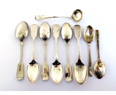 A George III silver Old English pattern condiment ladle by Peter, Ann and William Bateman, London, 1804; six large fiddle pat