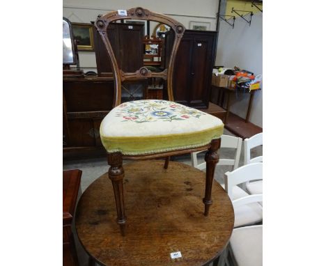 A tapestry seat carved back and front leg hall chair