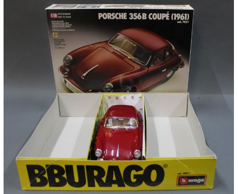 A boxed Burago 1/18 scale "Porsche 356B Coupe" (1961) metal kit