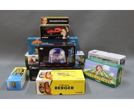 A group lot of 9 boxed Corgi and other diecast models to include "Nine Double Nine" fire engine models and a Fairground Attra