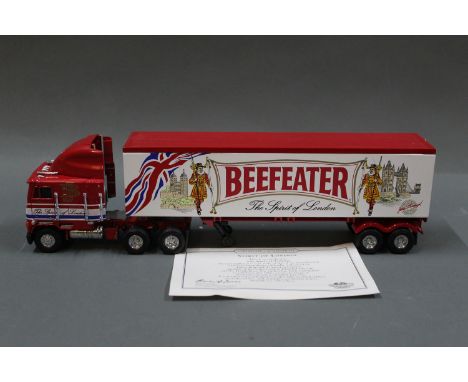 A Matchbox Collectables 1:58 scale model of a Spirit of London Beefeater truck and trailer  