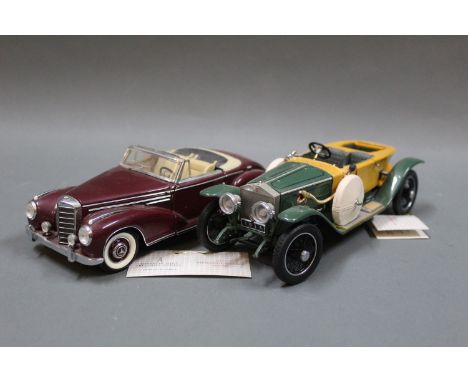 Two Franklin Mint diecast model cars: A 1957 Mercedes- Benz 300.SC and a 1914 Rolls-Royce 