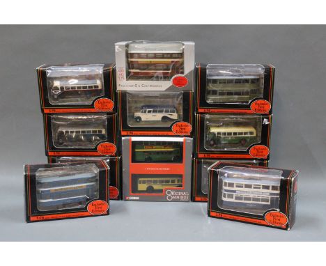A group of 11 EFE (Exclusive First Editions) 1:76 scale diecast model trams and single decker buses 
