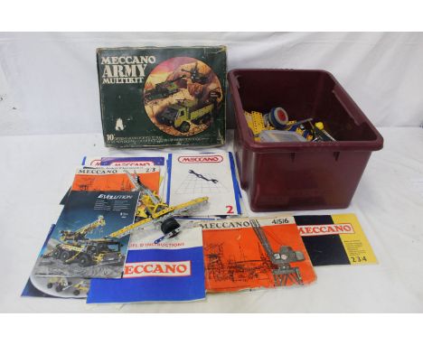 A Meccano 'Army Multi Kit' together with an additional box of miscellaneous Meccano parts  