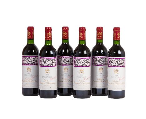 CHÂTEAU MOUTON ROTHSCHILD 6 Flaschen PAUILLAC 1988 "Dessin inédit de K. Haring", 1er Grand Cru Classé, Region: Pauillac, Fran