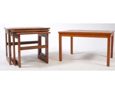 Keith Eatwell - A vintage 20th century tile top nest of tables. Together with a Danish tile top coffee table. Both stamped to