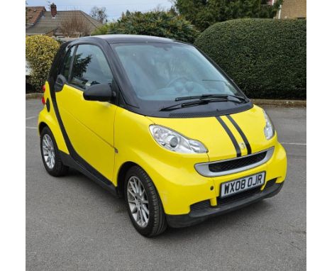 WX08 OJR - 2008 Smart Car 'Fortwo' Coupe - yellow, left-hand drive. 799cc CDI (diesel). Current MOT until October 2025, 56,00