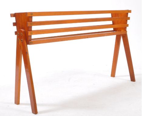 British Modern Design - A vintage mid-20th century teak planter / plant stand. The planter having a rectangular slatted taper