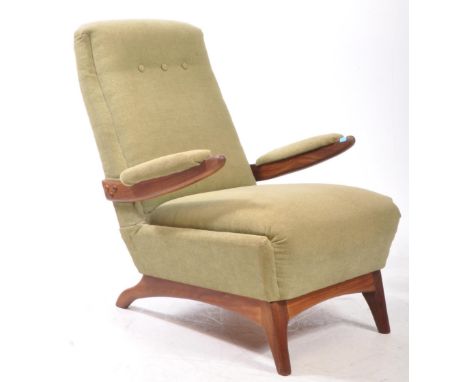 Greaves and Thomas - A vintage mid 20th century Greaves and Thomas teak wood lounge armchair. Raised on short tapered legs. T