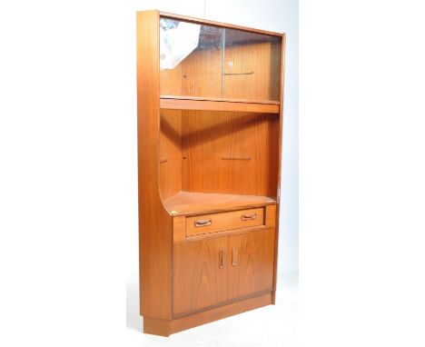 G Plan Furniture - Fresco - A retro 20th Century teak wood corner cabinet / display unit having a sliding glazed section over