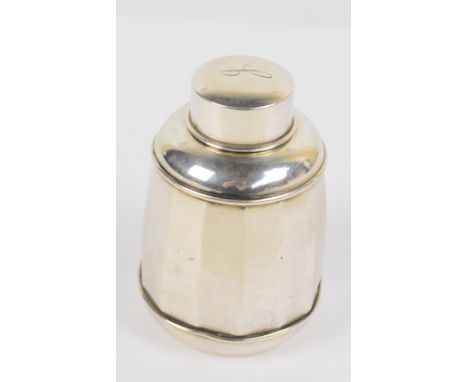 A George V hallmarked silver tea caddy of tapering faceted form with detachable lid, Deakin & Francis, Birmingham 1929, heigh