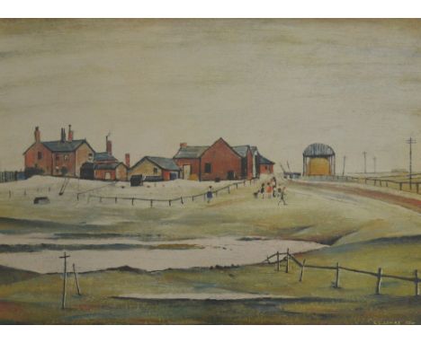 LAURENCE STEPHEN LOWRY (1887-1976); a signed limited edition coloured print "Landscape with Farm Buildings", signed in pencil