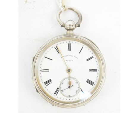 KALTENBACH BROS, NEATH; a late 19th century hallmarked silver cased open face key wind pocket watch, the circular enamel dial