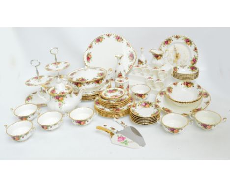A large quantity of Royal Albert "Old Country Roses" tea and dinner ware, including six dinner plates, six dessert plates, si