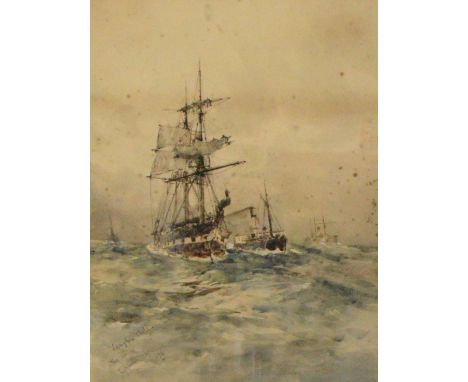 CHARLES EDWARD DIXON (British, 1872-1934); a watercolour, "Langham, a sketch, The Florens" (?), shipping scene, signed, title