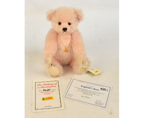 A Steiff 2005 England's Rose teddy bear, no.661983, retailed by Danbury Mint, with numbered white and red tag to ear and Stei